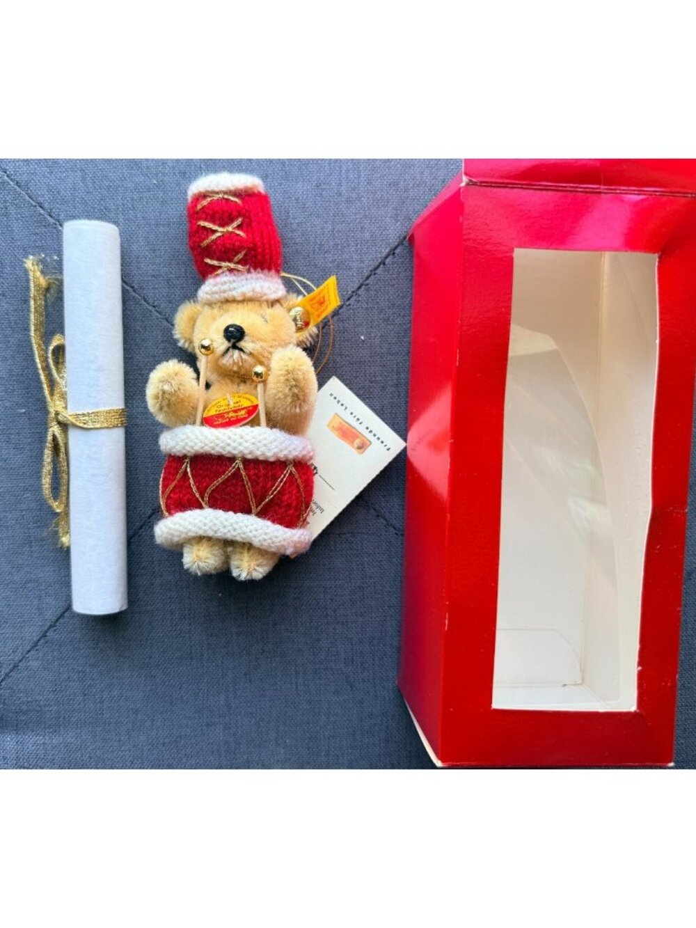 Steiff PERCUSSION Ornament Bear X-Mas Tree Hanger Teddybear 10 W/Germany W/COA